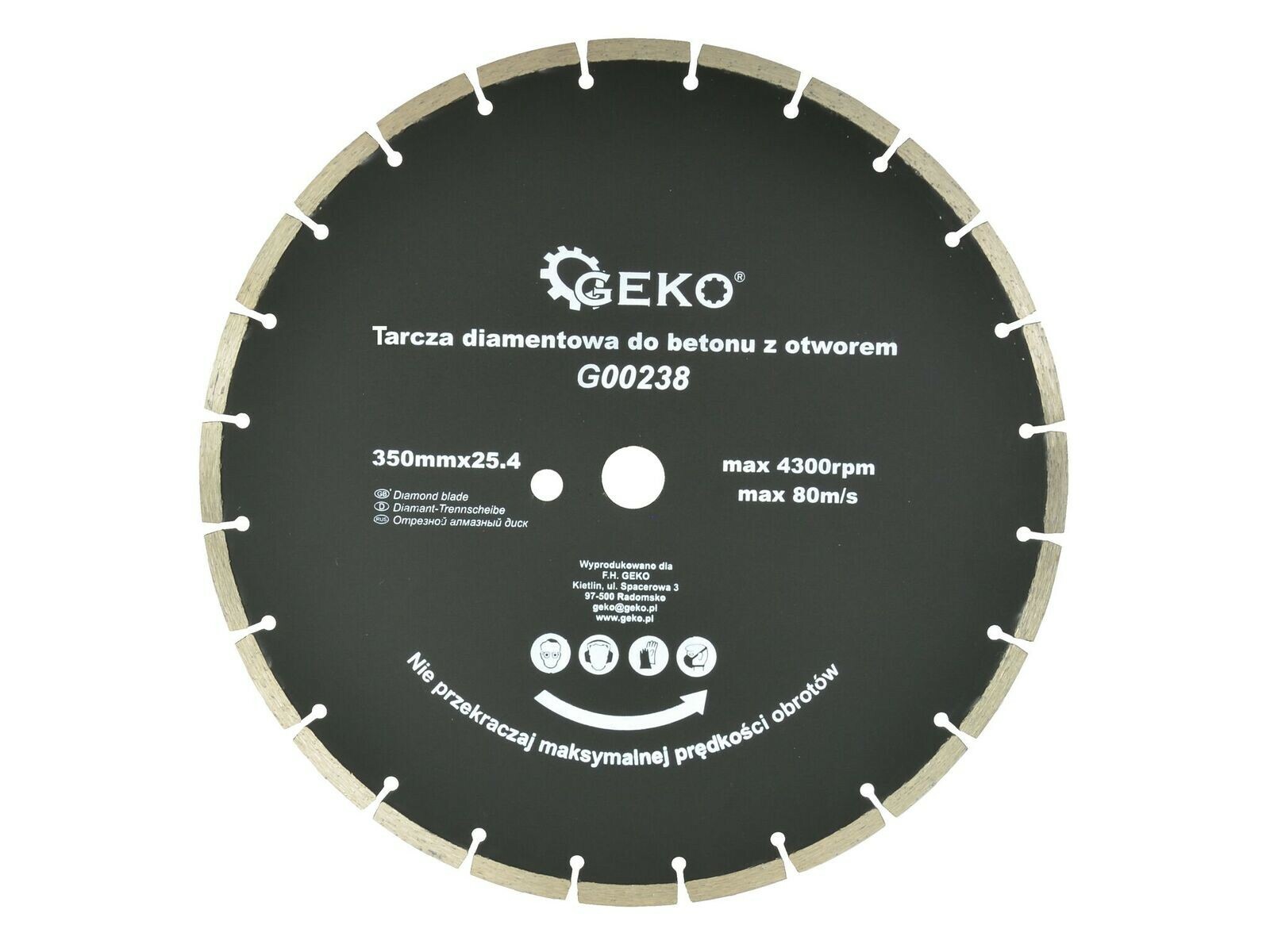 Diamantový rezný kotúč na betón, 350x25,4 mm GEKO