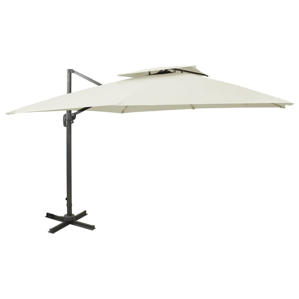 E-shop Multidom Konzolový záhradný slnečník s dvojitou doskou 300x300 cm pieskový