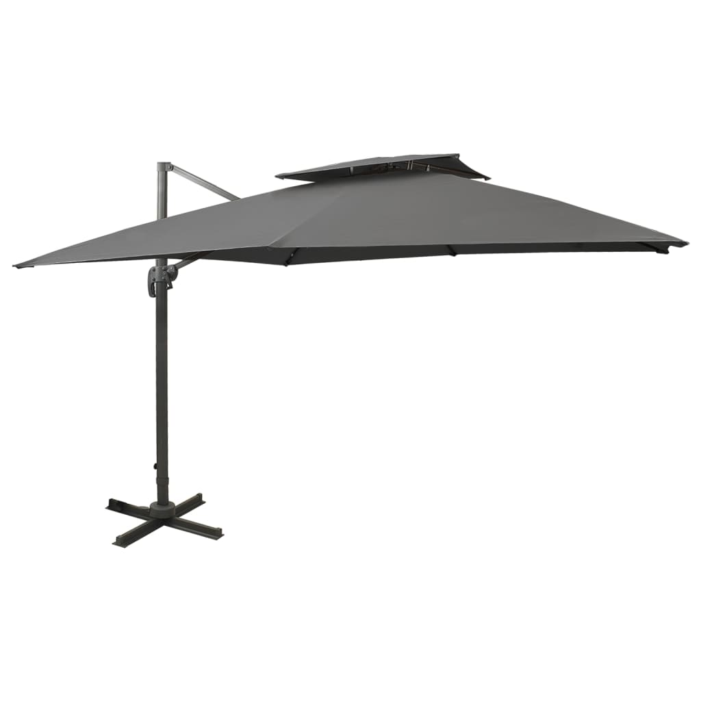 E-shop Multidom Závesný záhradný slnečník, dvojitá strieška 300x300cm, antracit