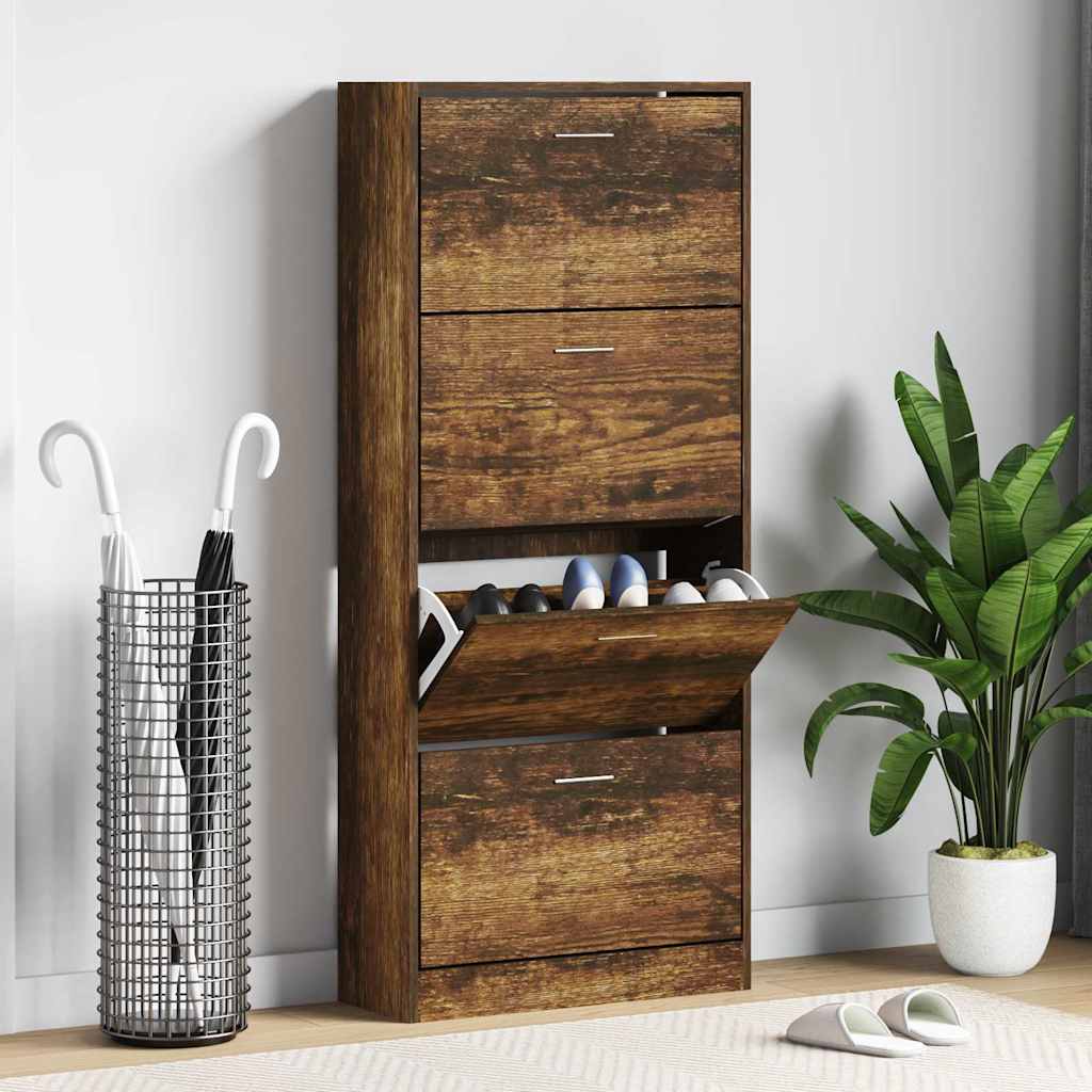 E-shop Multidom Botník dymový dub 63x24x147 cm spracované drevo