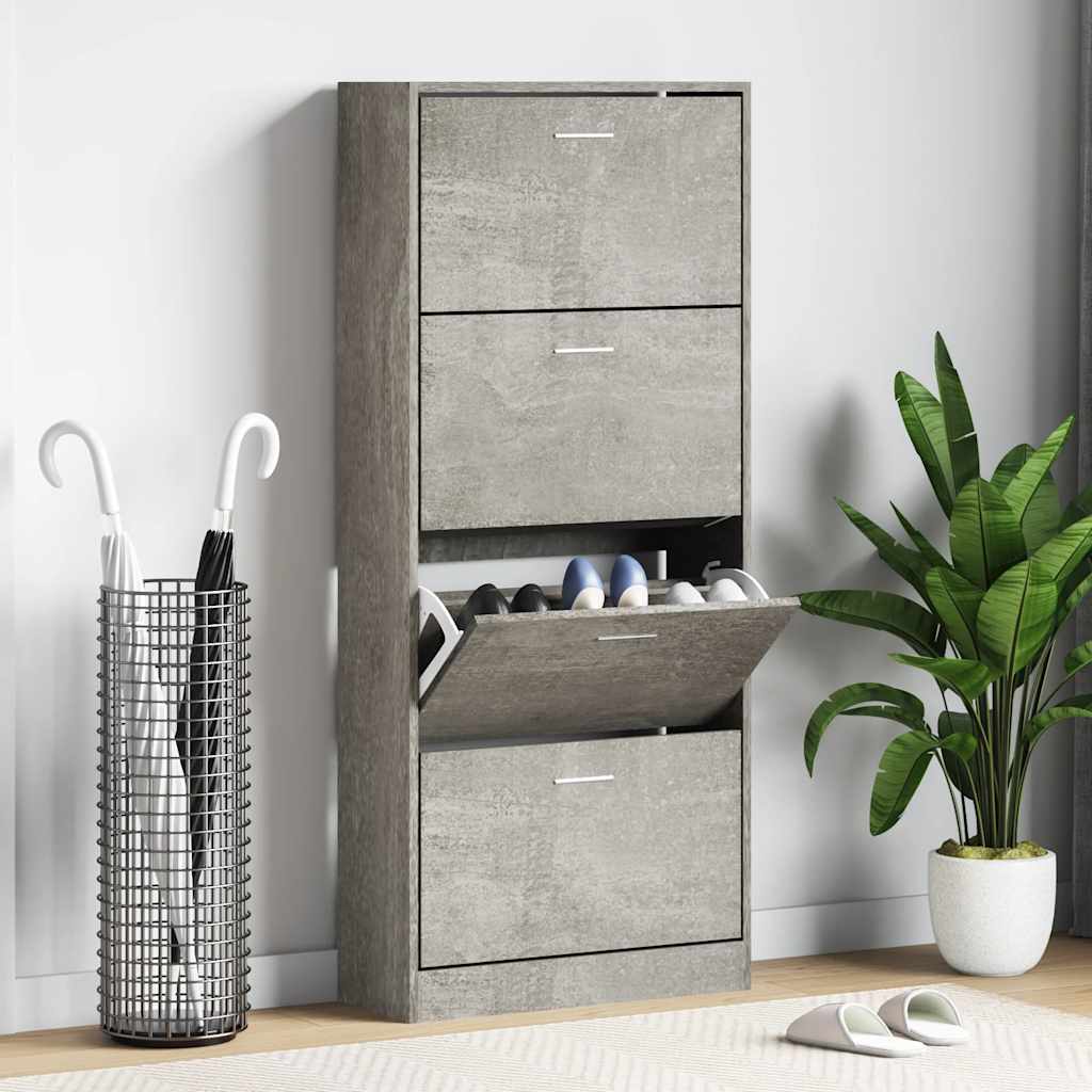 E-shop Multidom Botník betónovo sivý 63x24x147 cm spracované drevo