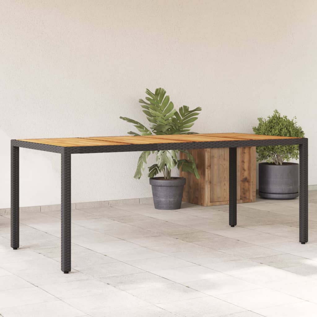 E-shop Multidom záhradný stôl s akáciovou doskou čierny 190x90x75 cm polyratan