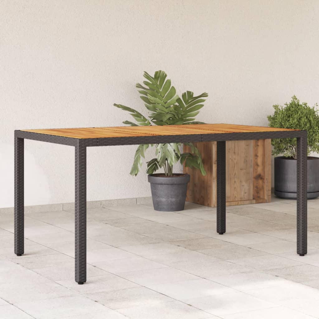 E-shop Multidom Záhradný stôl s akáciovou doskou čierny 150x90x75 cm polyratan