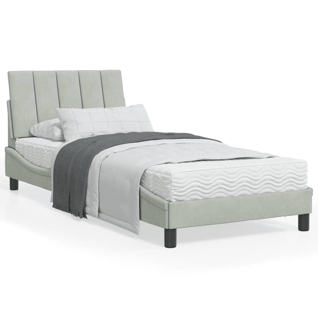 E-shop Multidom Posteľ s matracom Hanko bledosivý 90x200 cm zamat