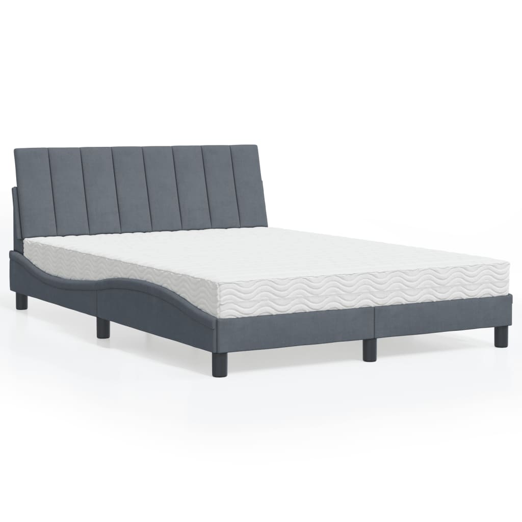 E-shop Multidom Posteľ s matracom Hanko tmavosivý 140x190 cm zamat