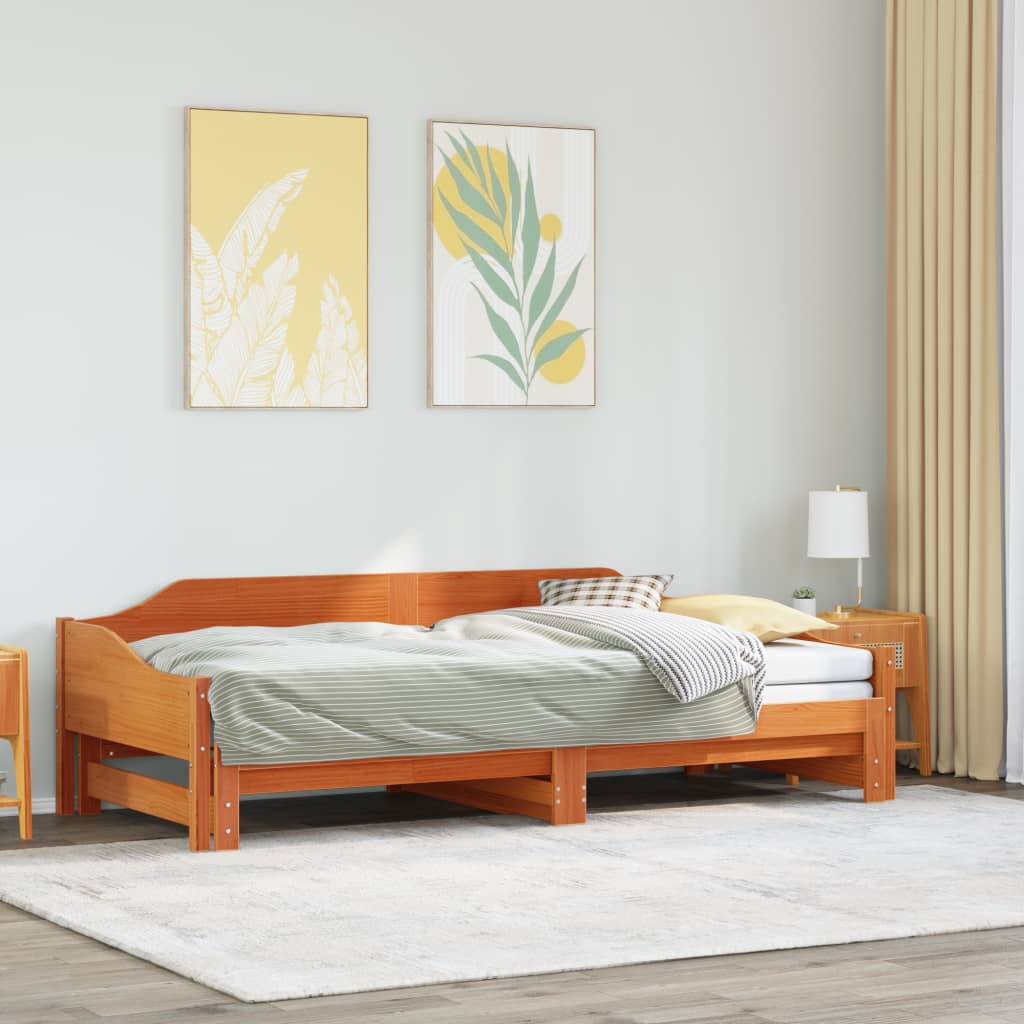 E-shop Multidom Vysúvacia denná posteľ voskovohnedá 90x200 cm masívna borovica