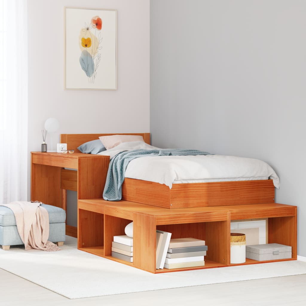 Multidom Nočný stolík s písacím stolom, hnedý 222x107x75 cm, borovica