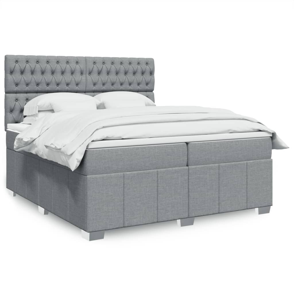 E-shop Multidom Posteľný rám boxsping s matracom bledosivý 200x200 cm látka