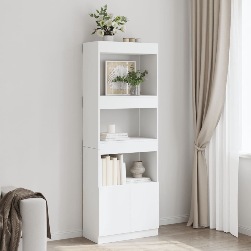 E-shop Multidom Vysoká skrinka biela 63x33x180 cm kompozitné drevo