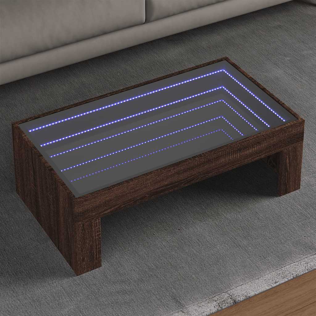 E-shop Multidom Konferenčný stolík s nekonečnými LED hnedý dub 90x50x30 cm