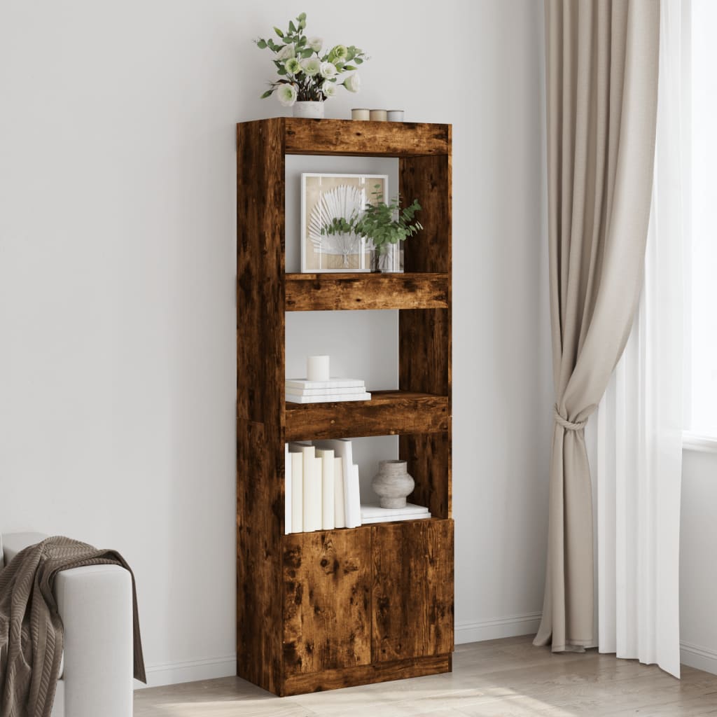 E-shop Multidom Vysoká skrinka dymový dub 63x33x180 cm kompozitné drevo