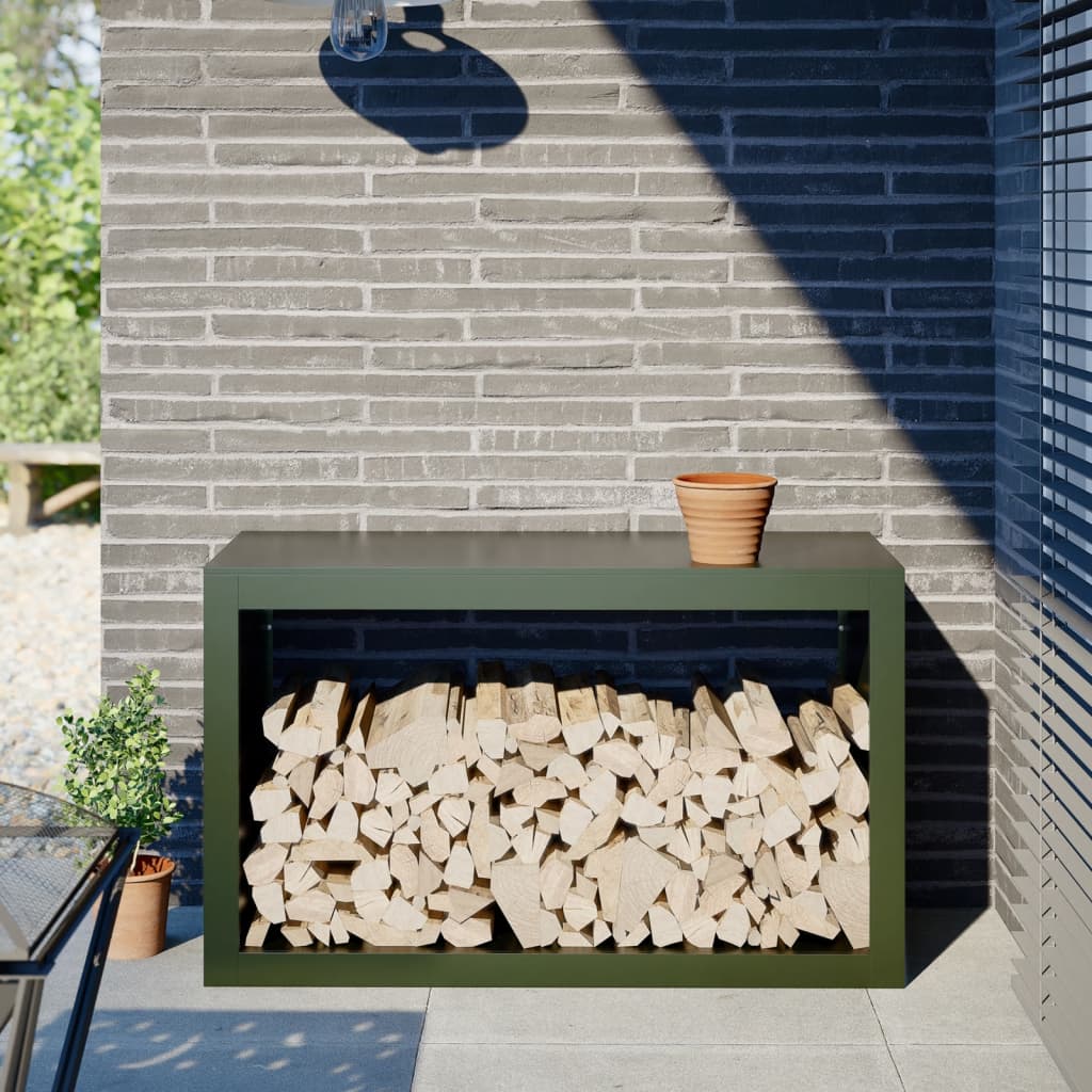 E-shop Multidom Regál na krbové drevo, zelený 100x40x60 cm, oceľ
