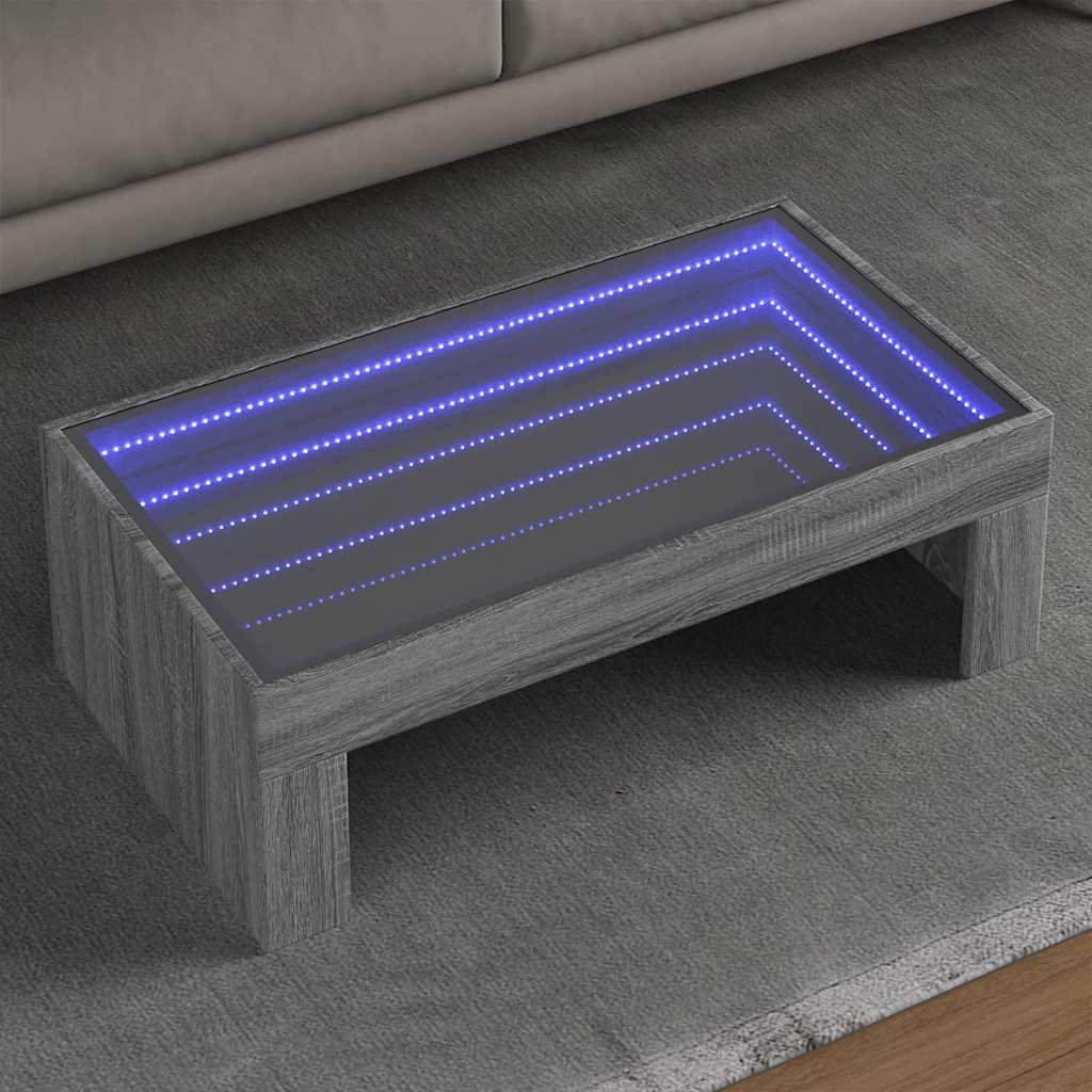 E-shop Multidom Konferenčný stolík s nekonečnými LED sivý sonoma 90x50x30 cm
