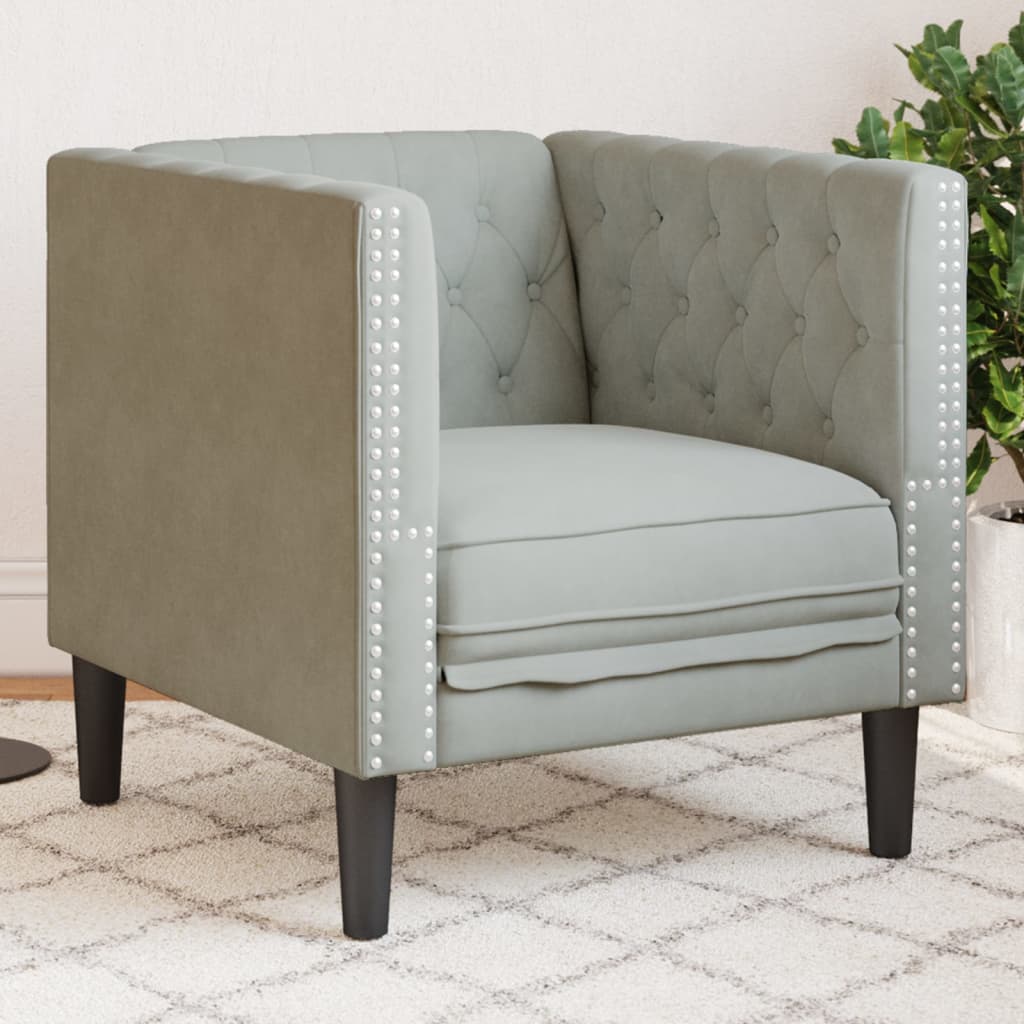 E-shop Multidom Kreslo chesterfield, svetlosivá , zamat