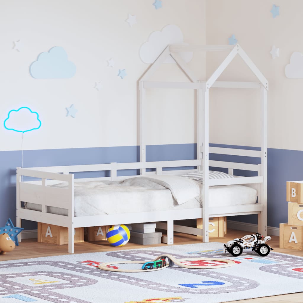 E-shop Multidom Denná posteľ so strieškou biela 80x200 cm borovicový masív