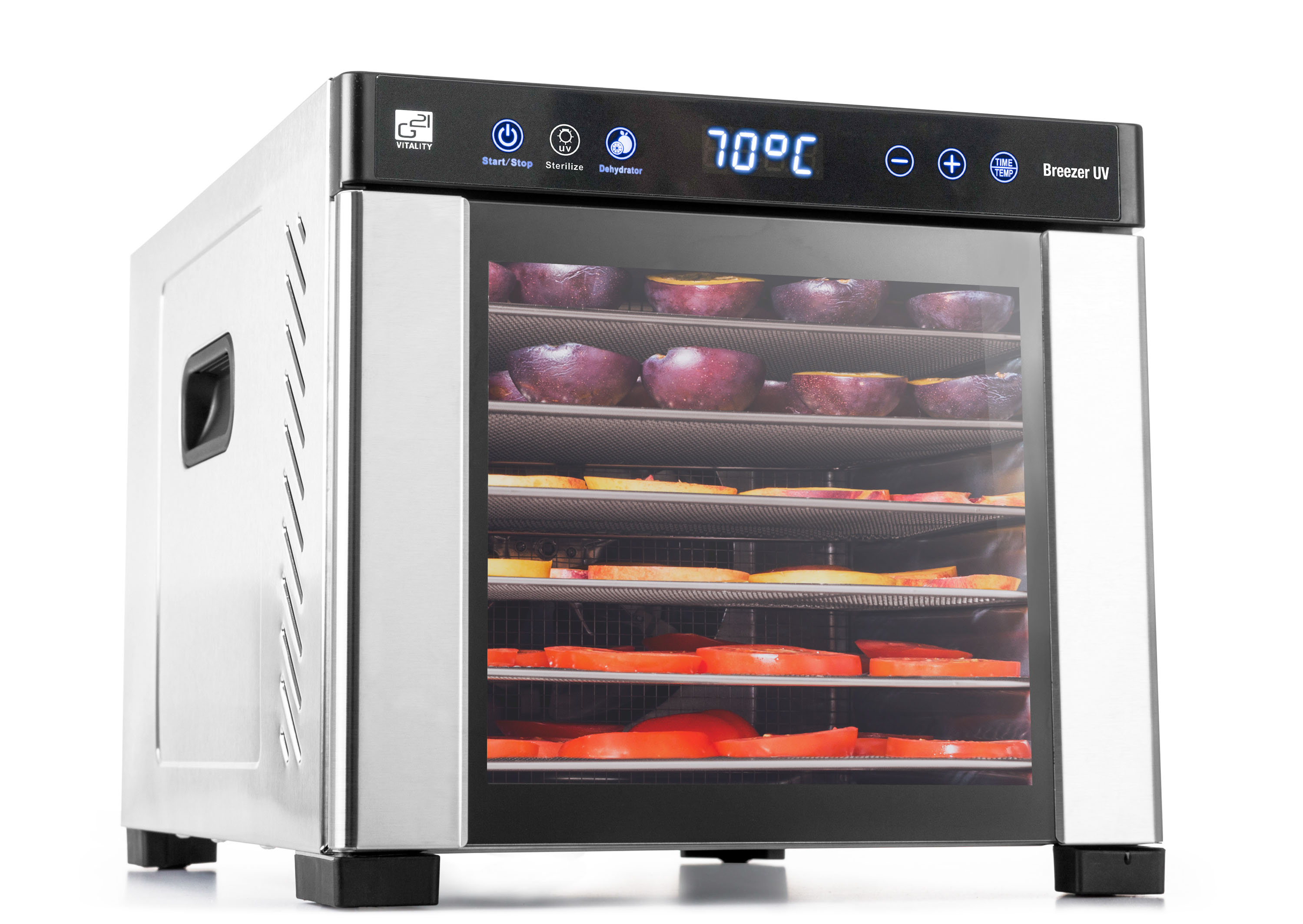 E-shop Sušička ovocia G21 Breezer s UV funkciou, nerez BRZ-650W-UV