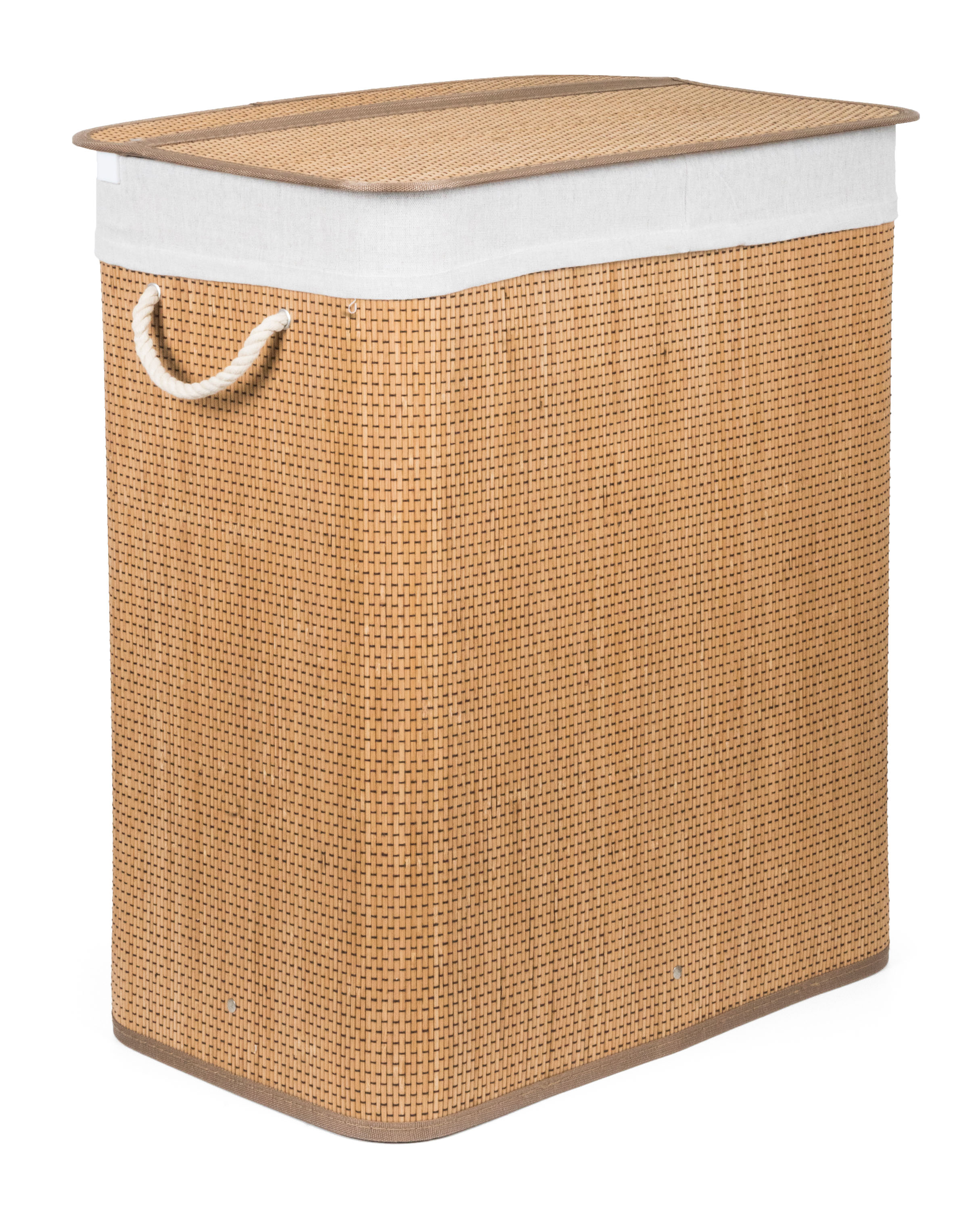 Kôš na bielizeň G21 105 l s rozdeľovačom, bambusový s bielym košom