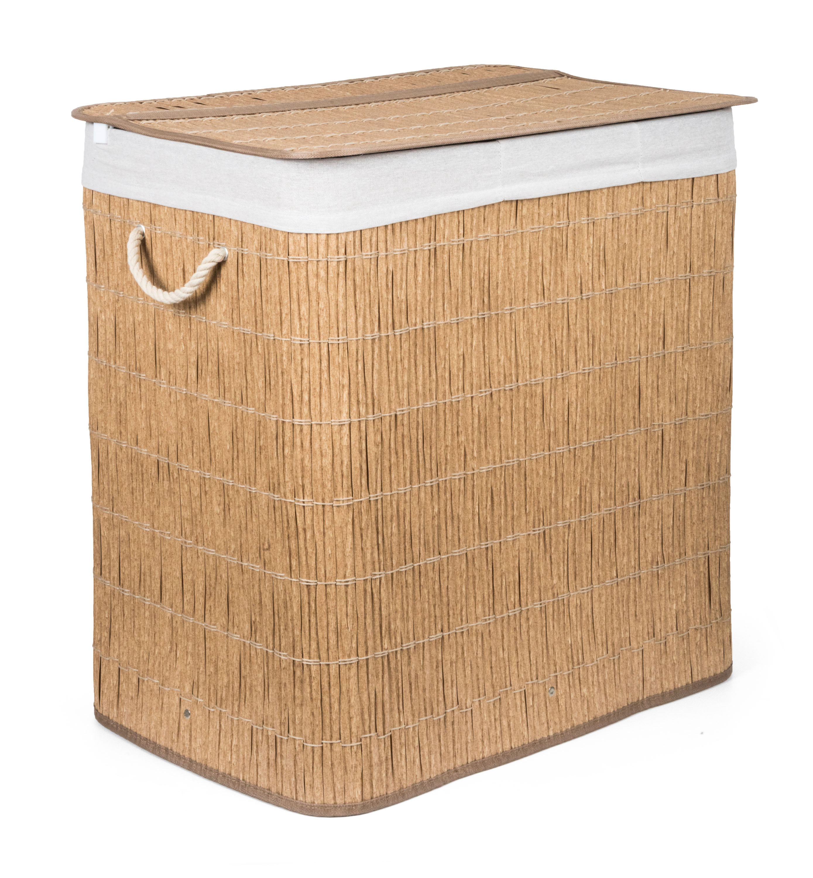 Kôš na bielizeň G21 150 l s rozdeľovačmi, imitácia ratanu s bielym košom