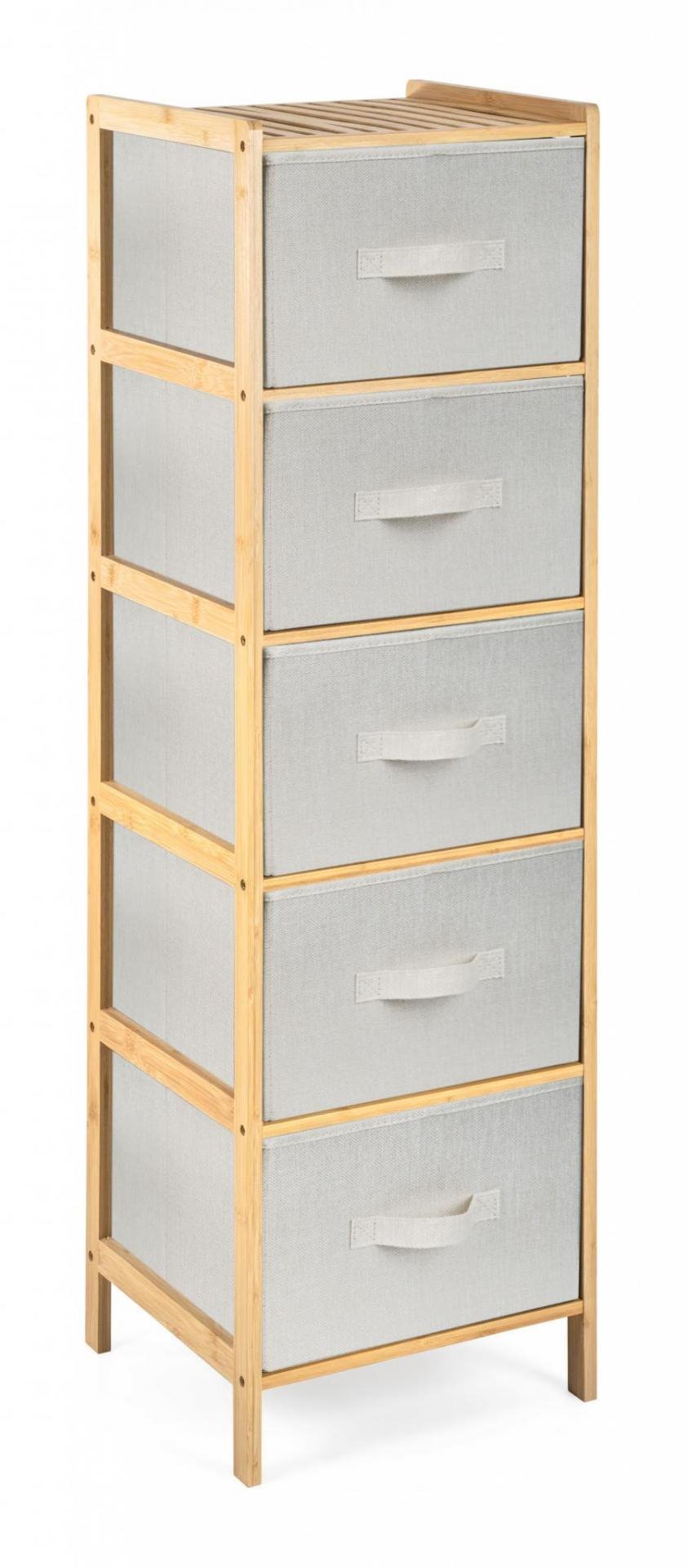E-shop Bambusový regál G21 s 5 košíkmi, béžový RG21BAM18011B