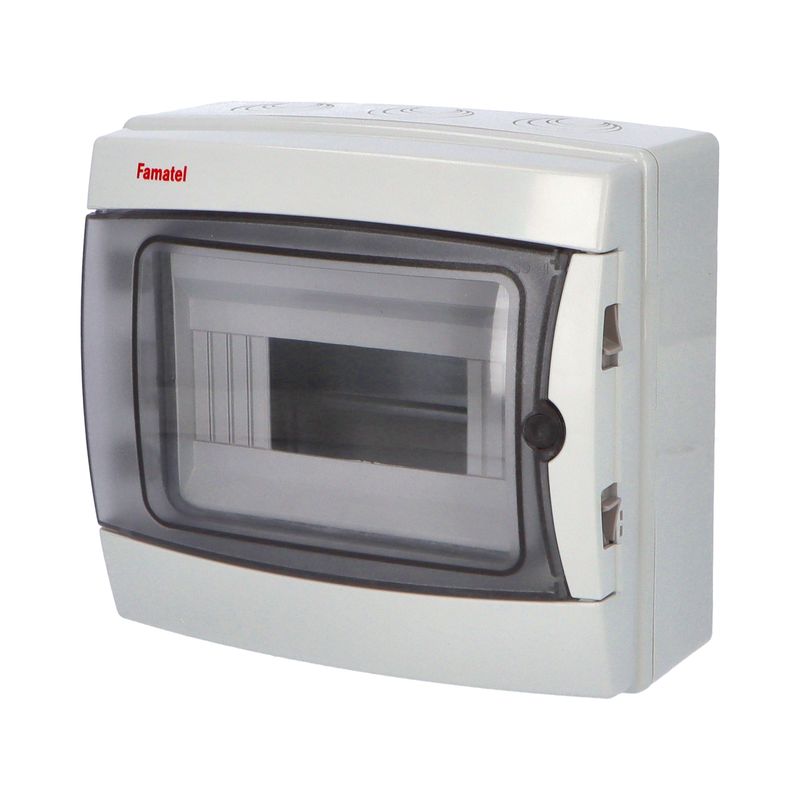 E-shop Famatel Rozvaděč Acqua 3908-TTB IP65, 8mod., na omítku, průhl. dveře, 215x235x110mm