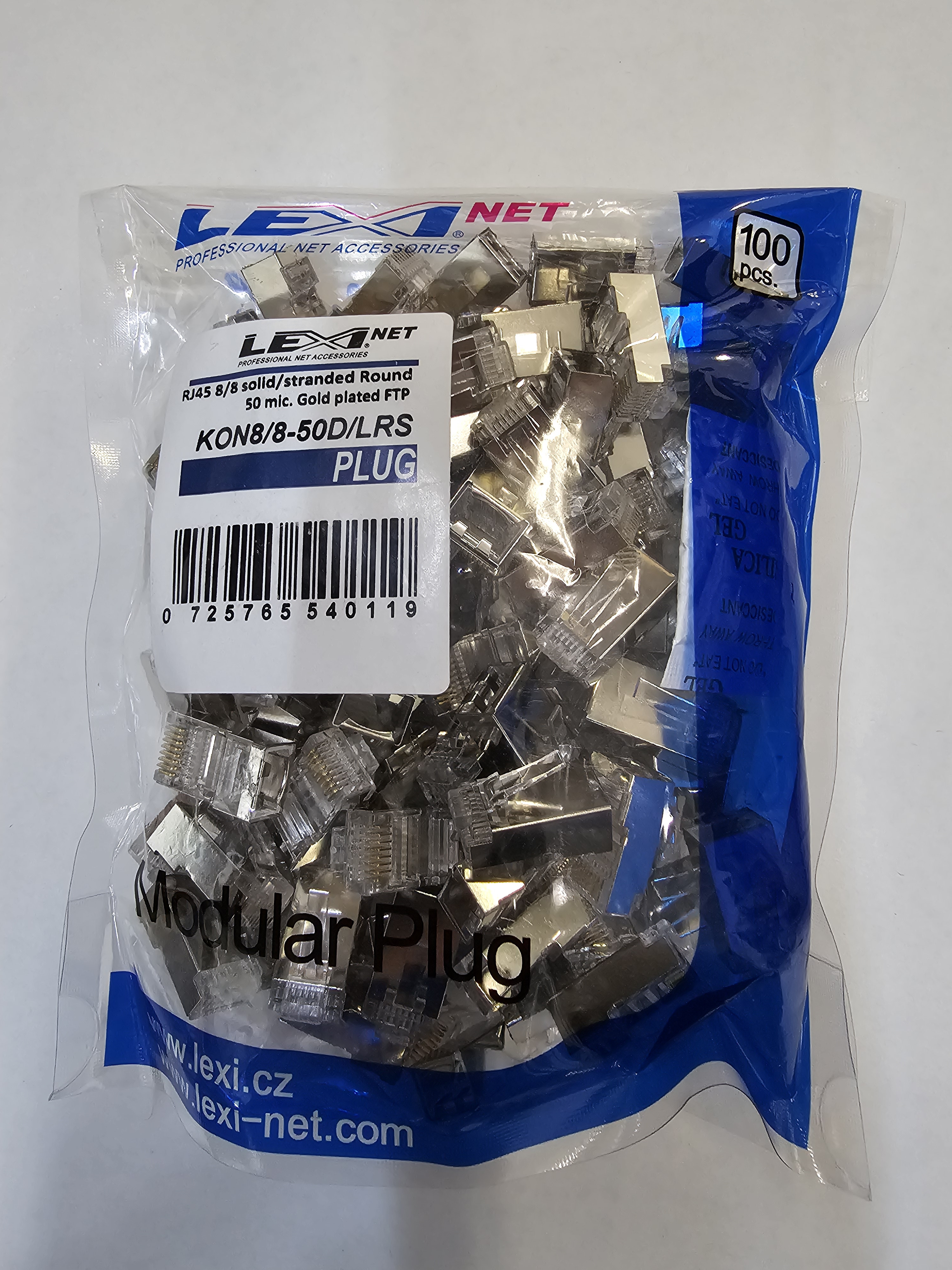E-shop LEXI-Net Konektor RJ45 8/8 50u drát/licna kulatá FTP