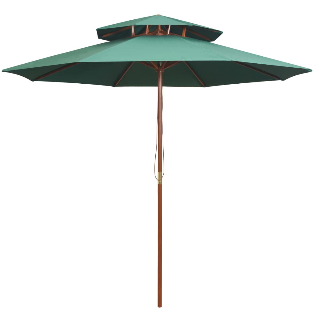 E-shop Multidom Dvojitý slnečník s drevenou konštrukciou, 270x270 cm, zelený