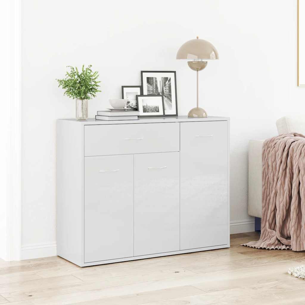 E-shop Multidom Komoda, lesklá biela 88x30x70 cm, kompozitné drevo