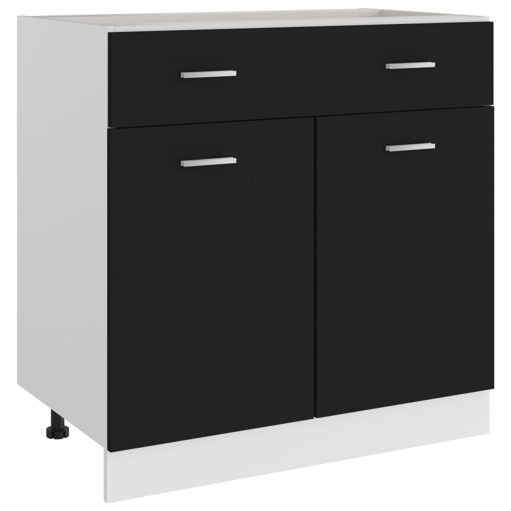 E-shop Multidom Spodná skrinka+zásuvka “Lyon”, čierna 80x46x81,5 cm