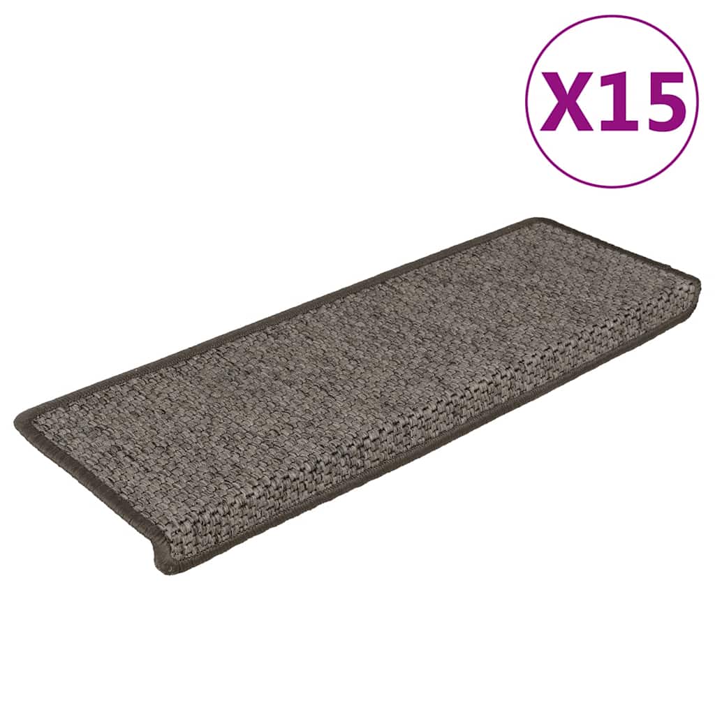 E-shop Multidom Nášľapy na schody vzhľad sisal 15 ks 65x21x4 cm sivé a béžové