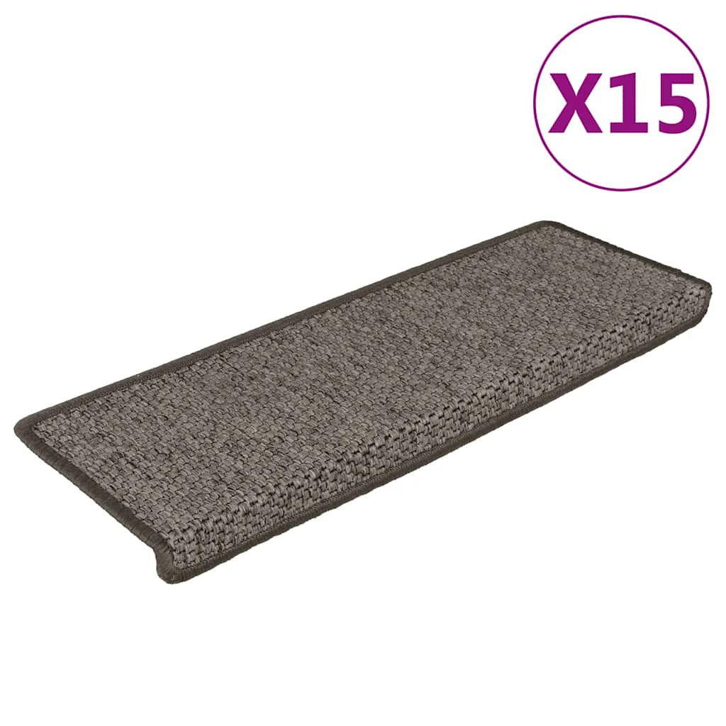 Multidom Nášľapy na schody vzhľad sisal 15 ks 65x21x4 cm sivé a béžové