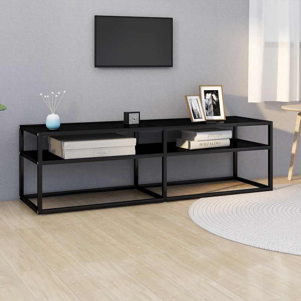 E-shop Multidom TV skrinka, čierna 140x40x40,5 cm, tvrdené sklo
