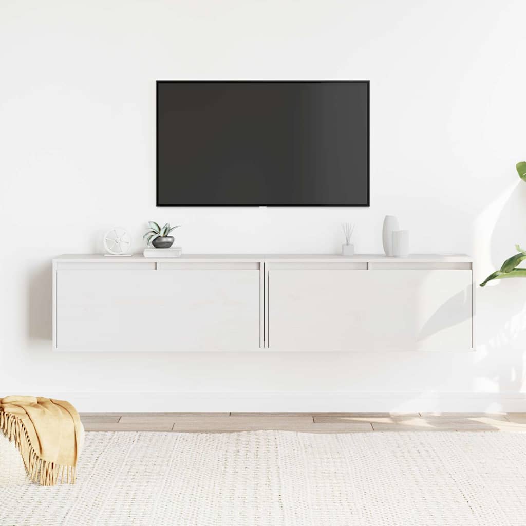 E-shop Multidom Nástenné skrinky 2 ks biele 80x30x35 cm masívna borovica