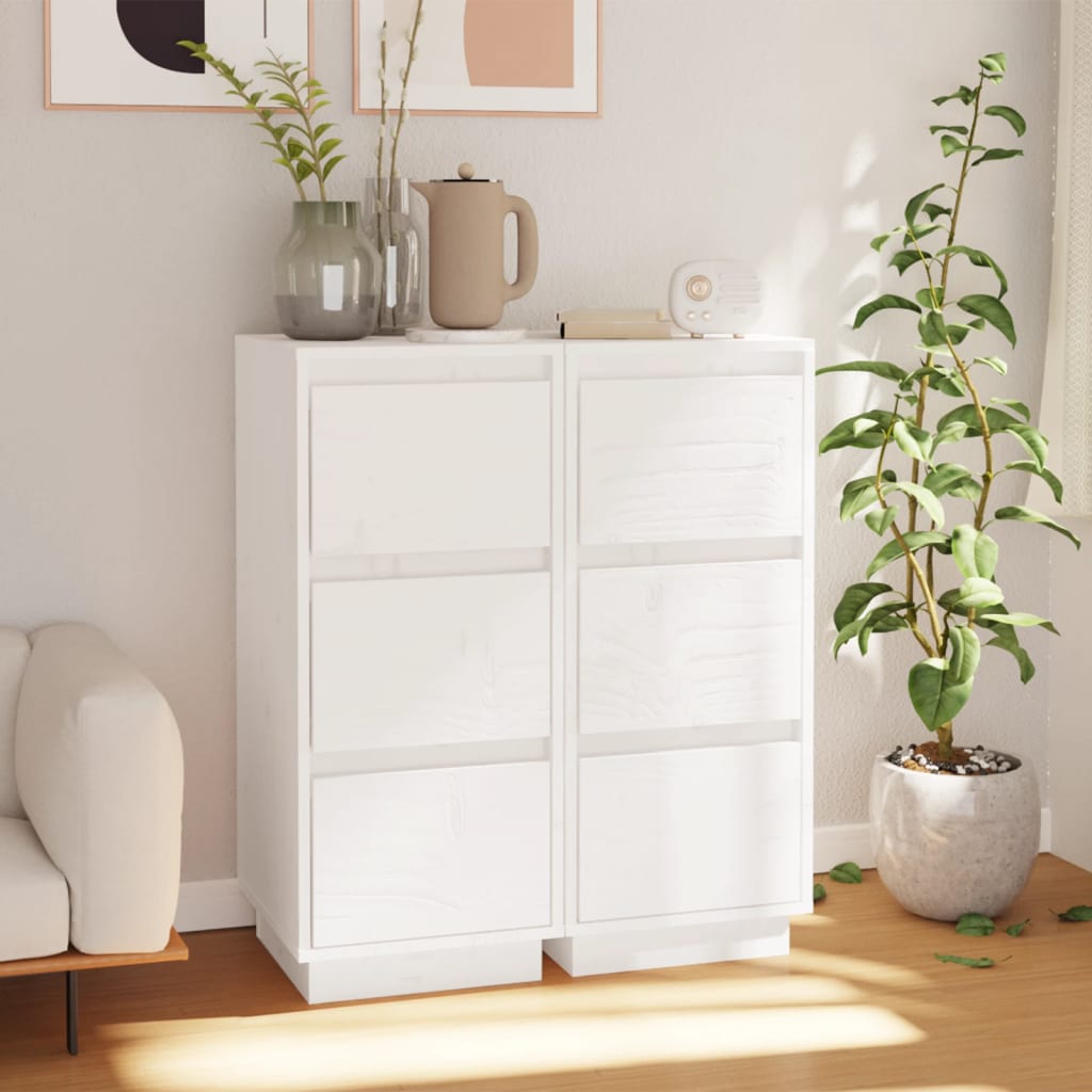 E-shop Multidom Komody 2 ks biele 32x34x75 cm borovicový masív