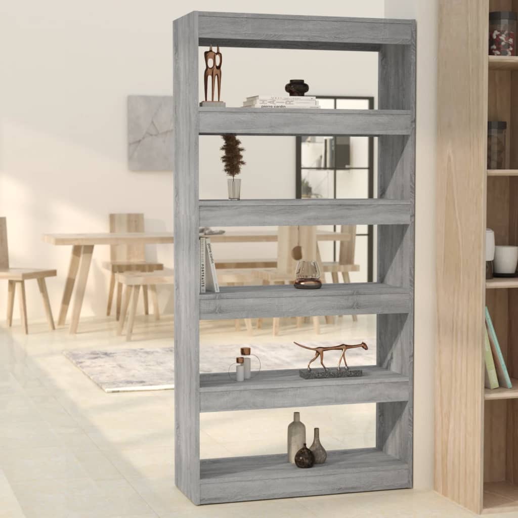 E-shop Multidom Knižnica/deliaca stena sivá sonoma 80x30x166cm kompozitné drevo