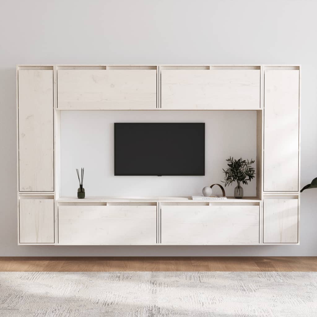 E-shop Multidom TV skrinky 8 ks biele masívna borovica