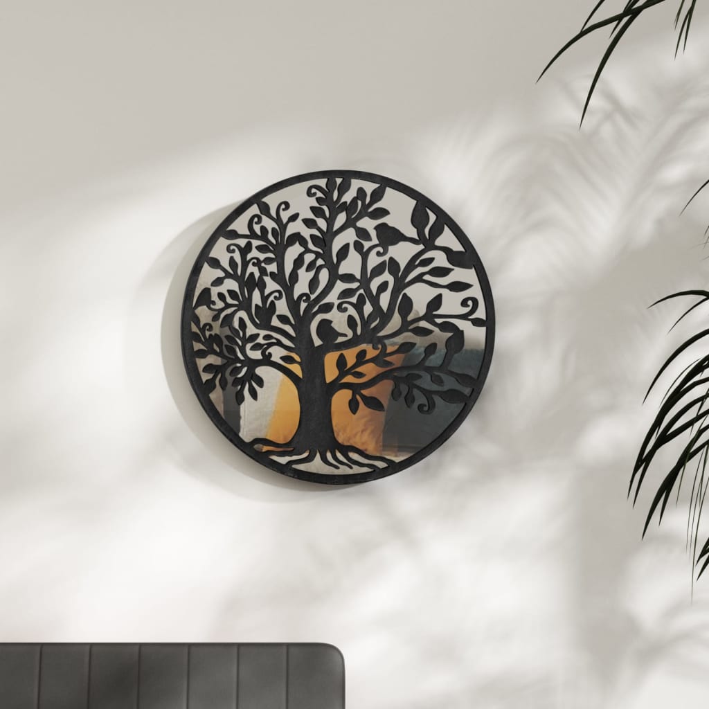 E-shop Multidom Zrkadlo čierne 60x2,5 cm železo okrúhle interiérové