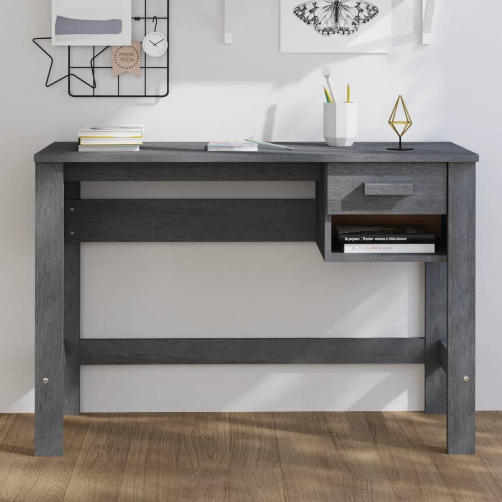 E-shop Multidom Písací stôl HAMAR, tmavosivý 110x40x75 cm, borovicový masív