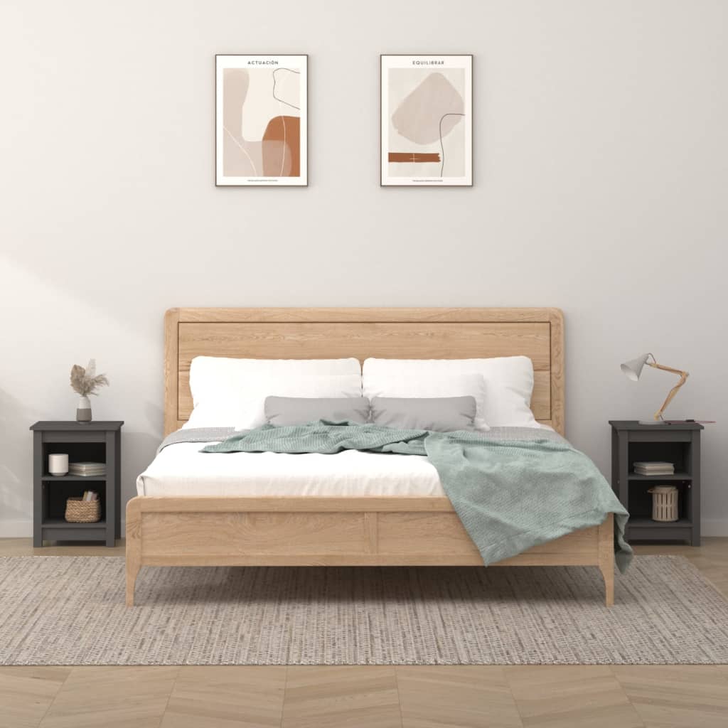 E-shop Multidom Nočné stolíky 2 ks sivé 40x35x55 cm masívne borovicové drevo