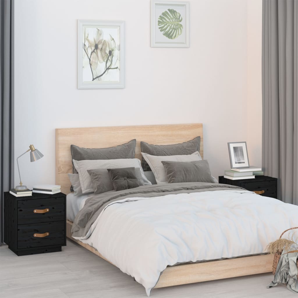 E-shop Multidom Nočné stolíky 2 ks čierne 40x34x45 cm masívne borovicové drevo