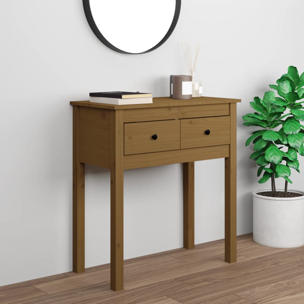 E-shop Multidom Konzolový stolík medovohnedý 70x35x75 cm masívna borovica
