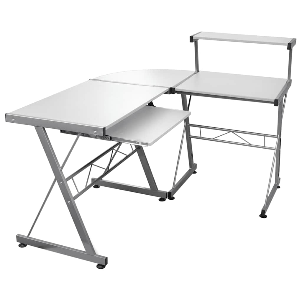 E-shop Multidom Rohový počítačový stôl biely 132x112x99 cm spracované drevo