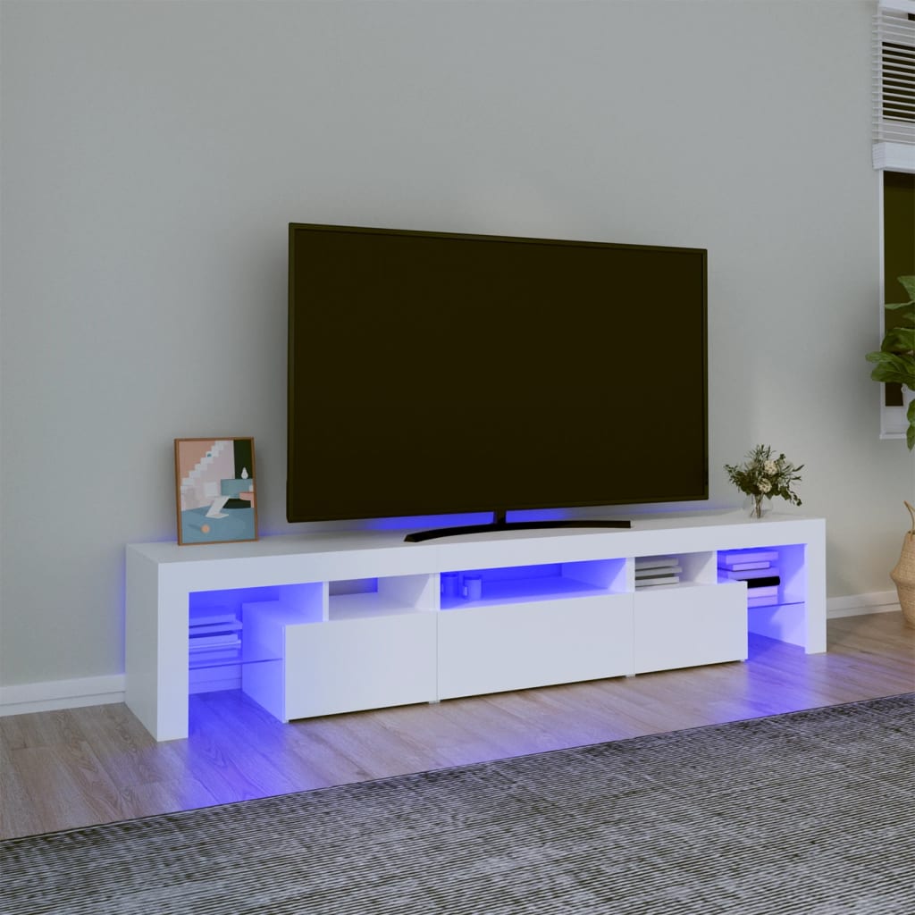 E-shop Multidom TV skrinka s LED svetlami biela 200x36,5x40 cm