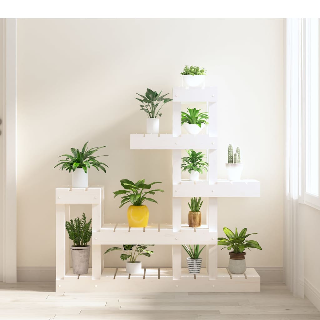 E-shop Multidom Stojan na rastliny biely 92x25x97 cm masívna borovica