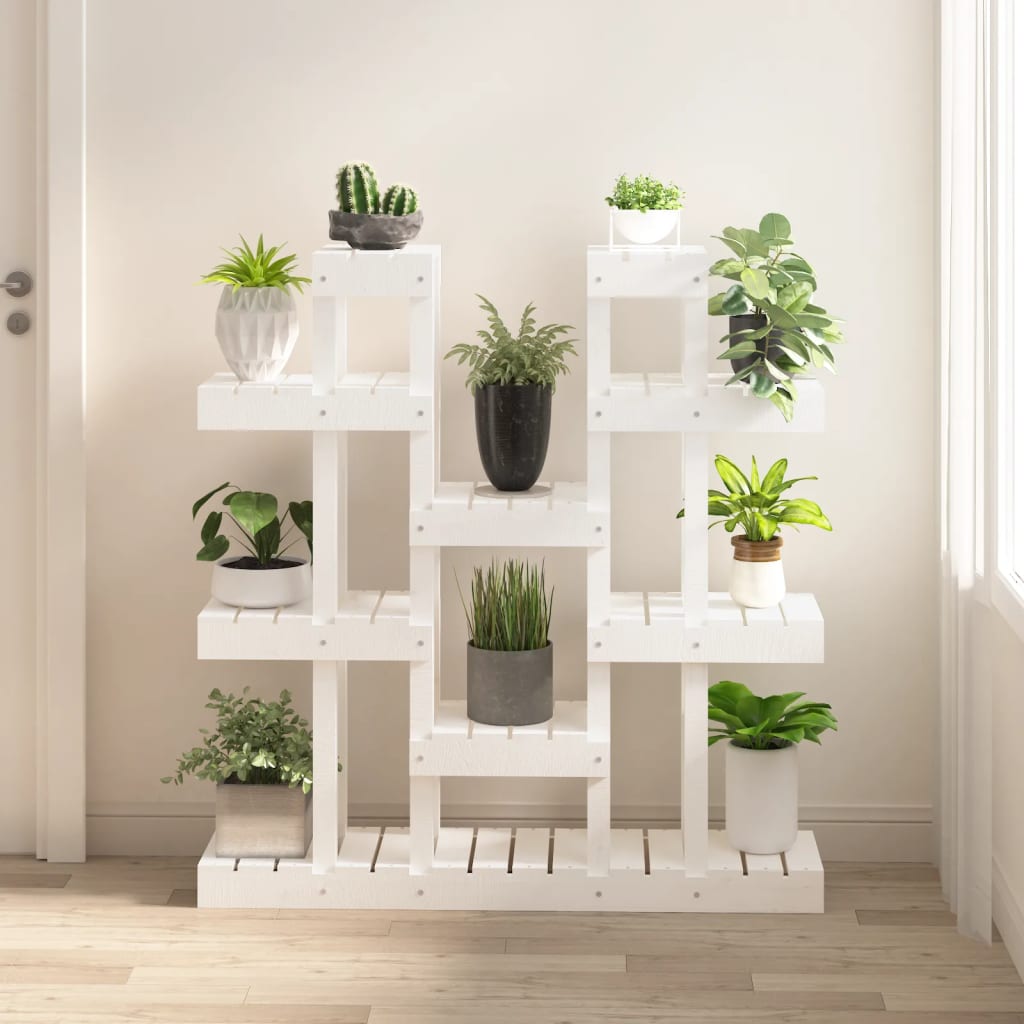 E-shop Multidom Stojan na rastliny biely 104,5x25x109,5 cm masívna borovica