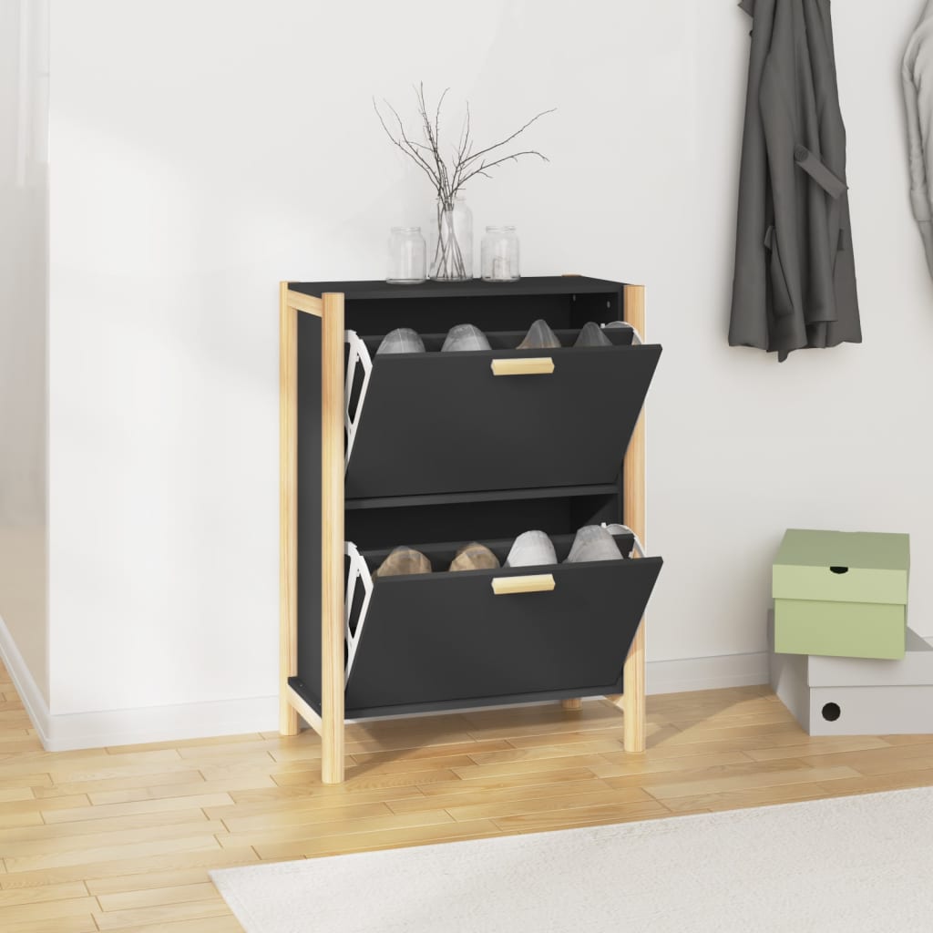E-shop Multidom Botník čierny 57,5x33x80 cm spracované drevo