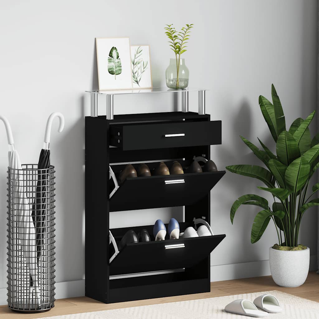 E-shop Multidom Botník čierny 63x24x104 cm spracované drevo