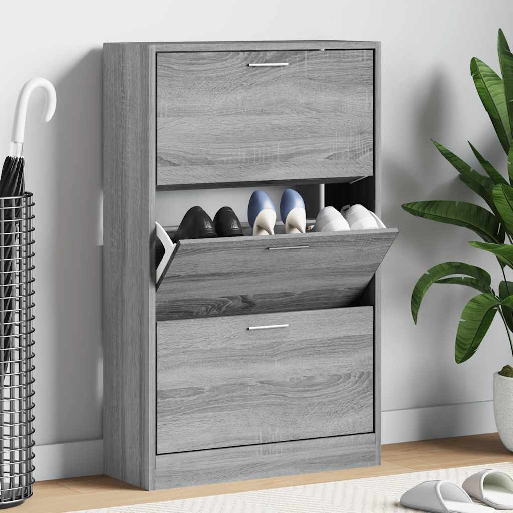 E-shop Multidom Botník Sivý dub sonoma 63x24x103 cm spracované drevo