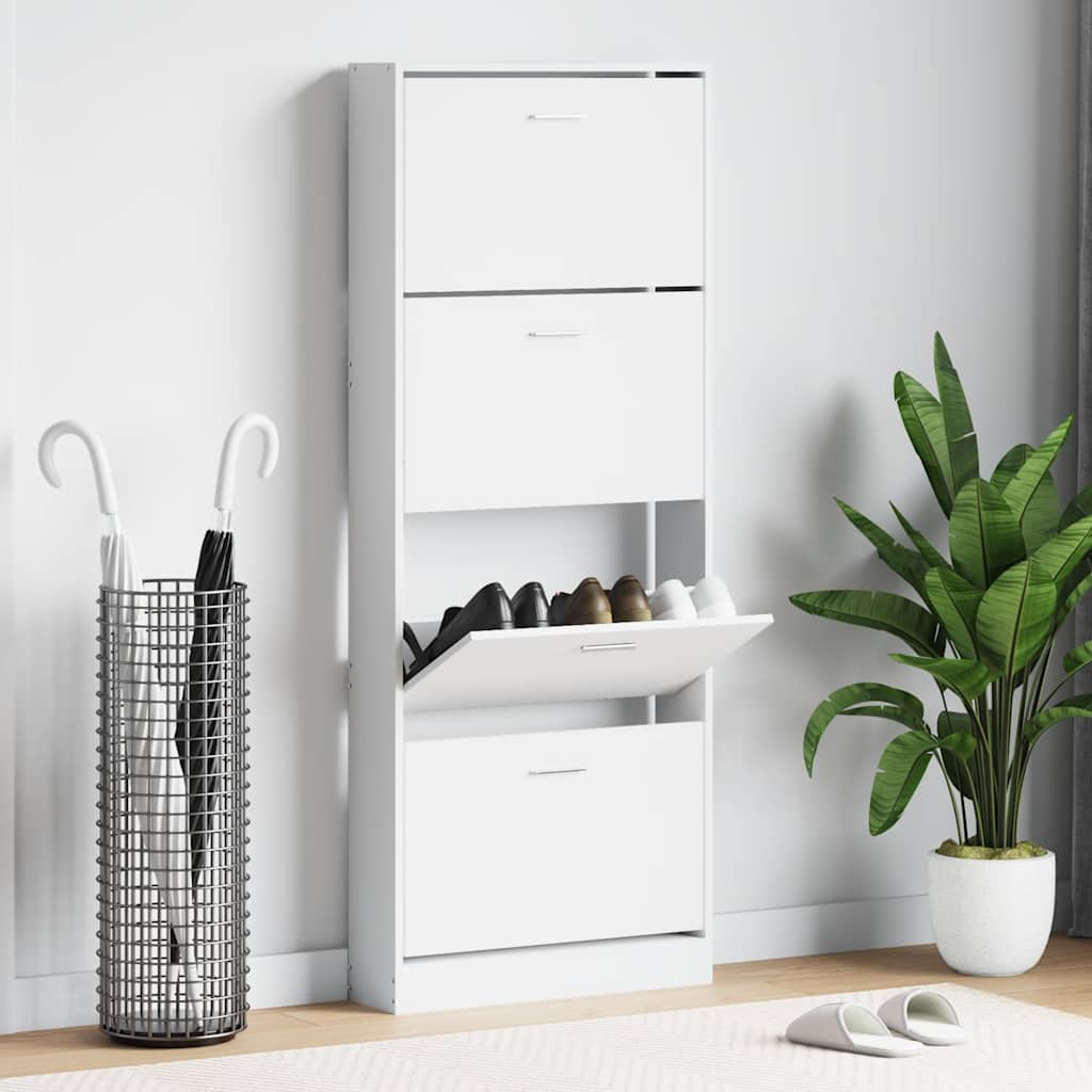 E-shop Multidom Botník lesklý biely 59x17x150 cm spracované drevo