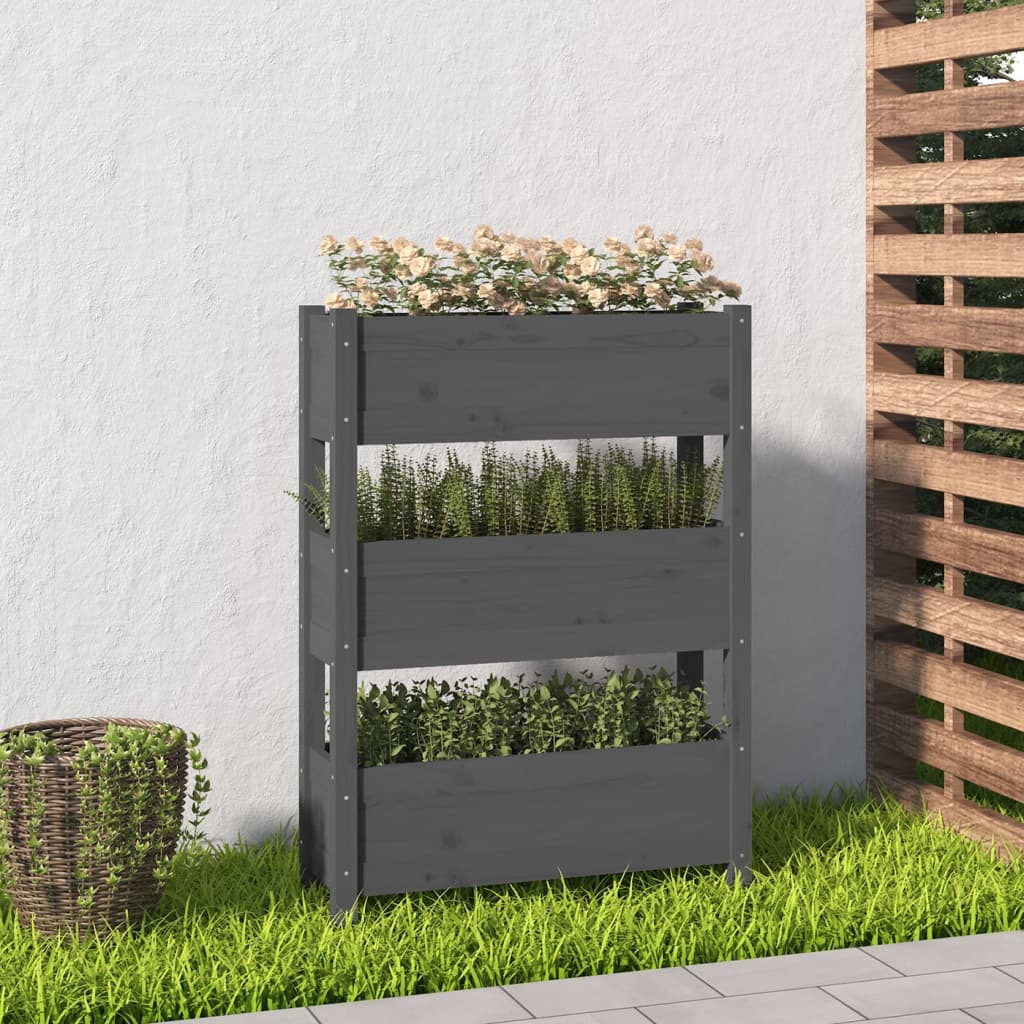 E-shop Multidom Kvetináč sivý 77x25x104,5 cm borovicový masív