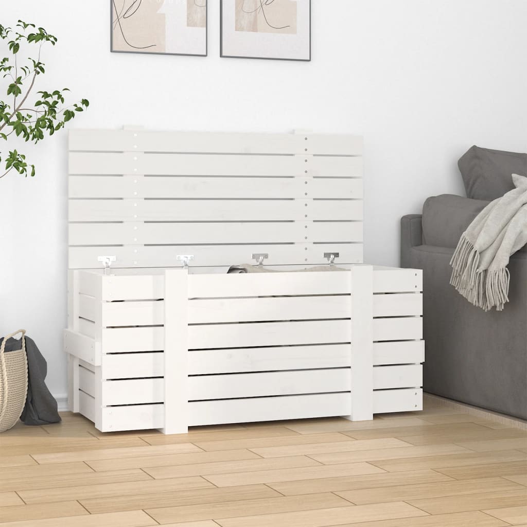 E-shop Multidom Úložný box biely 91x40,5x42 cm masívna borovica
